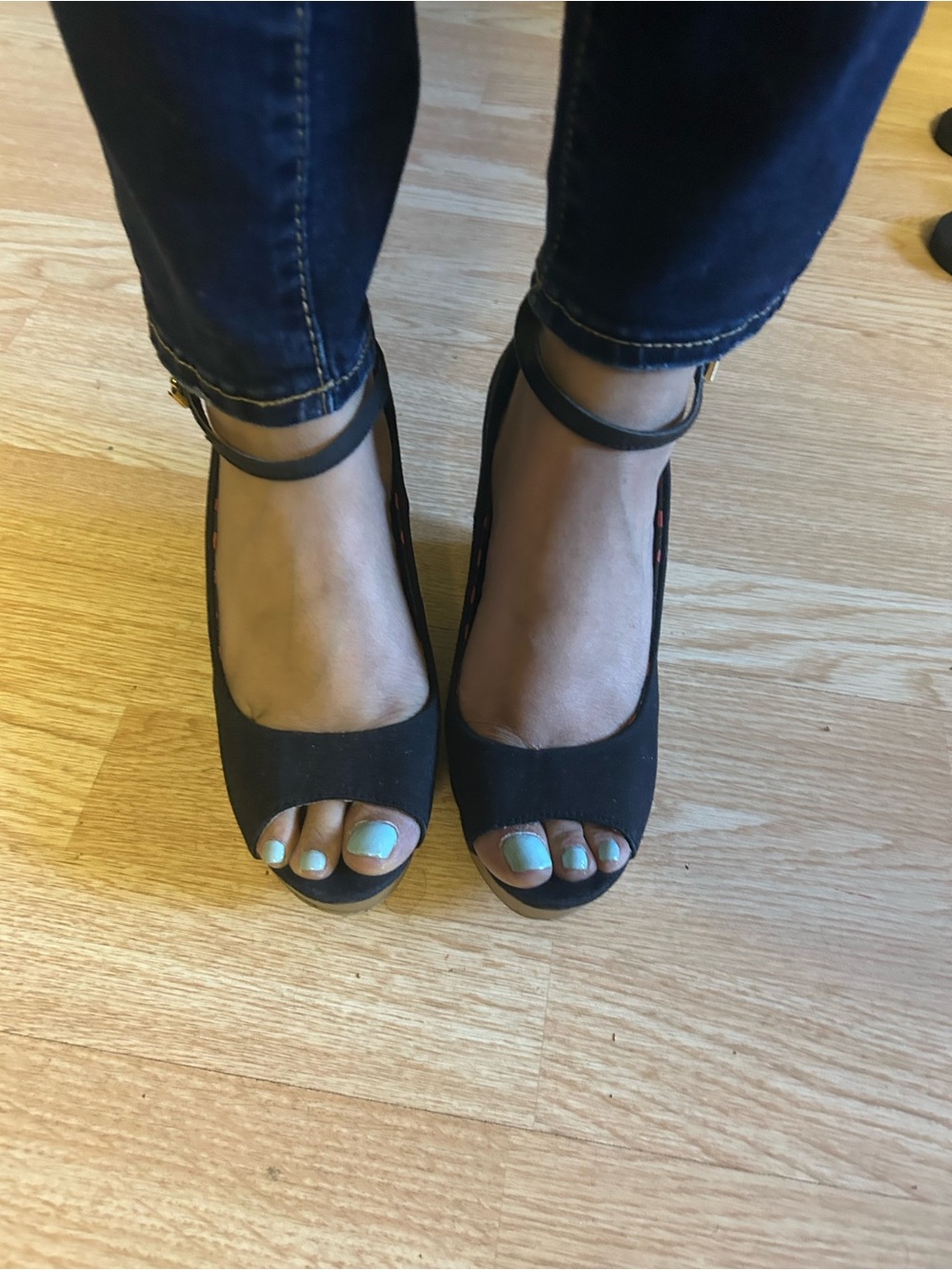 Report Black Open-Toe Ankle-Strap Platform Heels